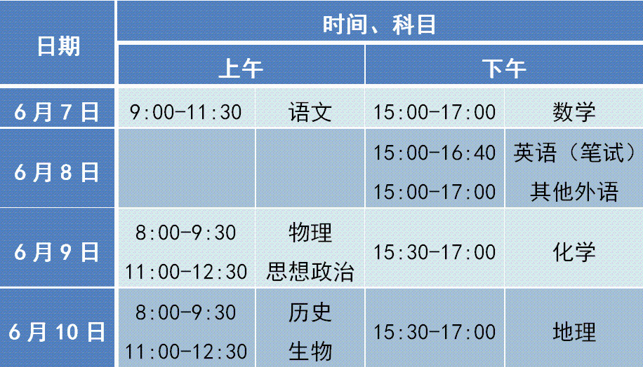 高考時間全國_高考全國時間2023年時間表_高考全國時間表